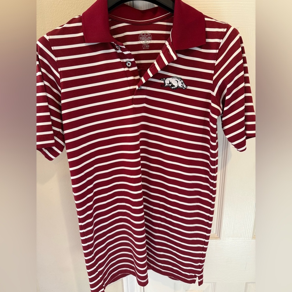 Rivalry Threads 91 Maroon White Stripe Arkansas Razorbacks Golf Polo Sz S